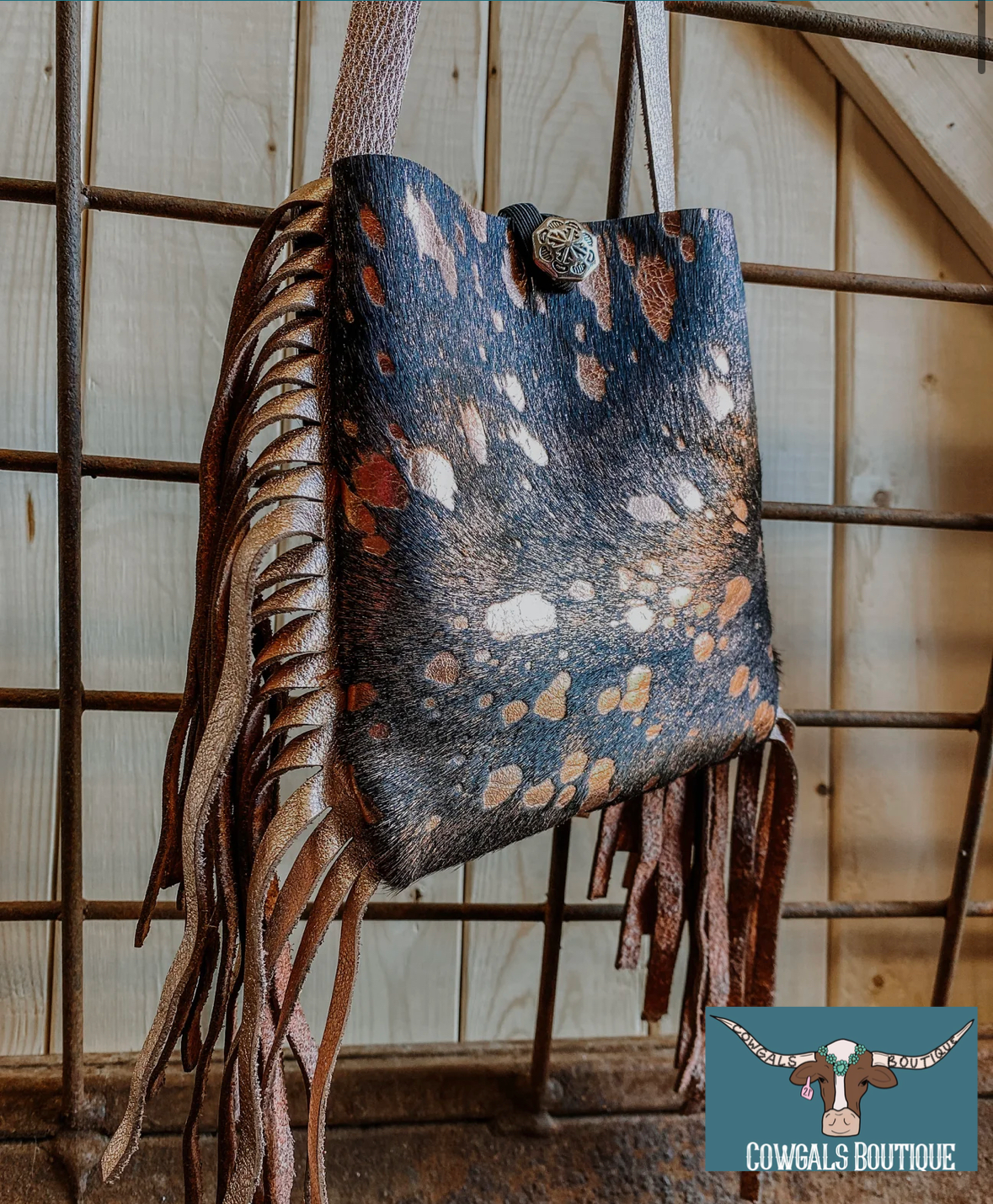 COWHIDE & FRINGE PURSE