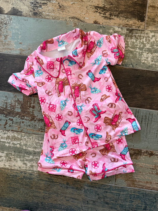 PINK COWGIRL PAJAMA SET (SW)