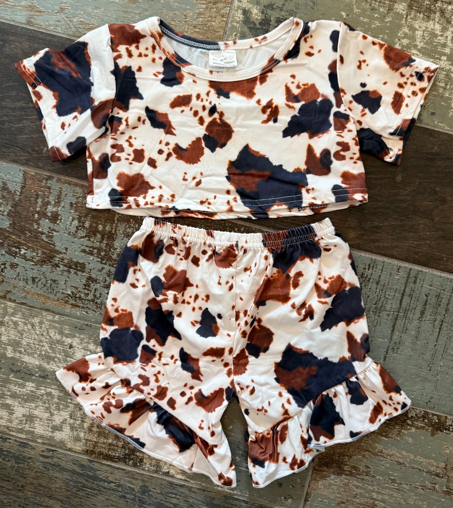 COW CROP TOP AND SHORT SET (SW)