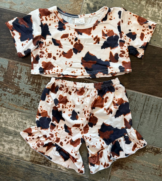 COW CROP TOP AND SHORT SET (SW)