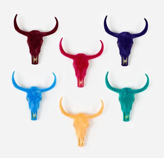 FLOCKED LONGHORN SKULLS