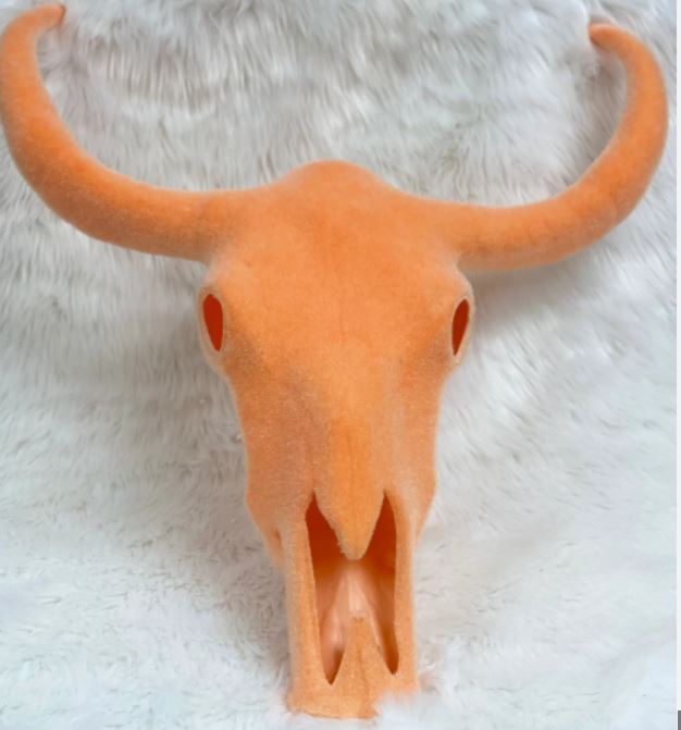 FLOCKED LONGHORN SKULLS