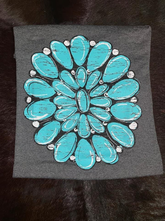 BLUE SQUASH BLOSSOM TEE