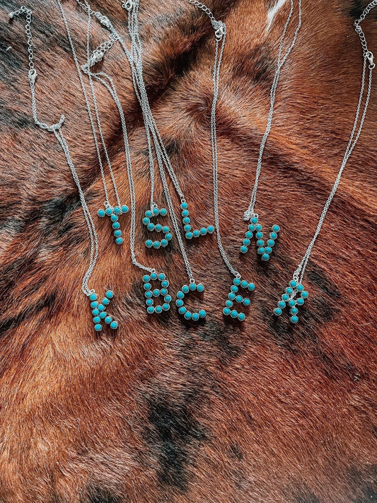 TURQUOISE INITIAL NECKLACES